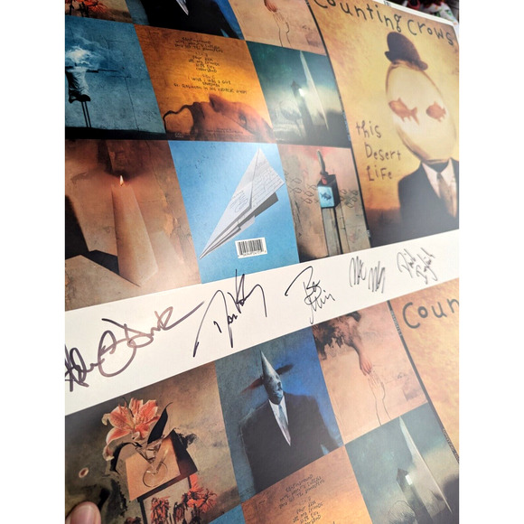 Counting Crows Band SIGNED 1990's Uncut LP Sleeve THIS DESERT LIFE 28" ⭐ COA LOA - Picture 7 of 13